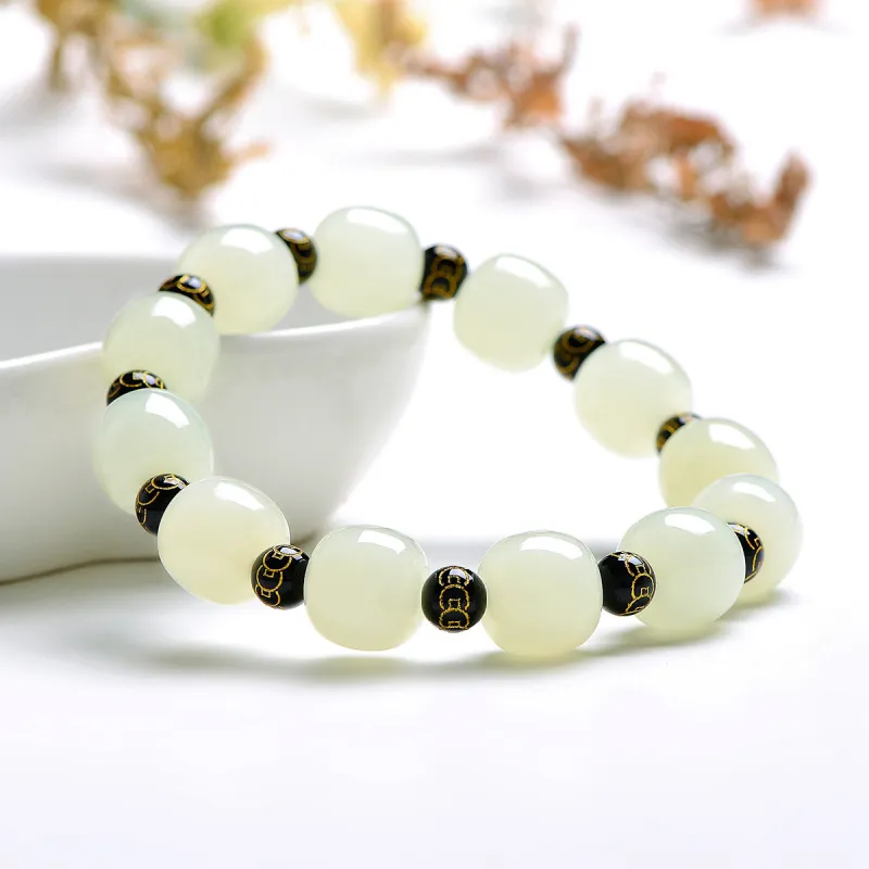 MARY WINDSOR Hetian Jade Bracelets Unisex Pale Greenish White Jade-5