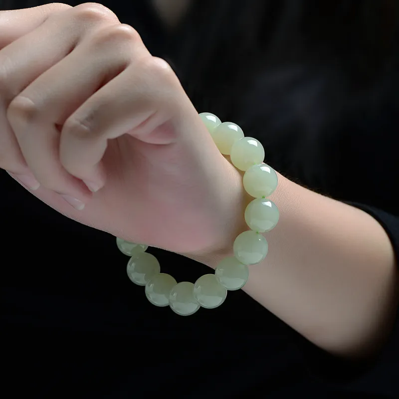 MARY WINDSOR Hetian Jade Ice Cool Jade Bracelet Pale Greenish White Jade Women's-3