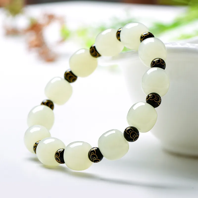 MARY WINDSOR Hetian Jade Bracelets Unisex Pale Greenish White Jade-2