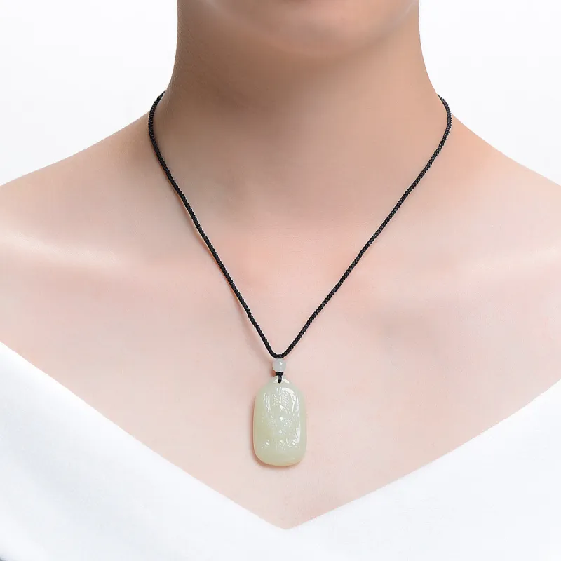 MARY WINDSOR Hetian Jade Necklaces Pale Greenish White Jade Unisex-2