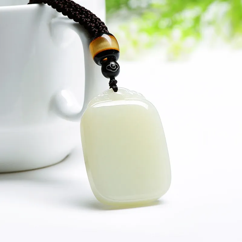 MARY WINDSOR Hetian Jade Double Sided Amulet Pendant Pale Greenish White Jade Unisex-5