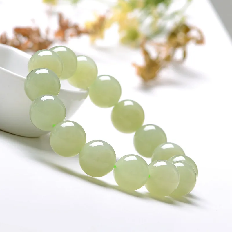 MARY WINDSOR Hetian Jade Bracelets Men's Pale Greenish White Jade-4