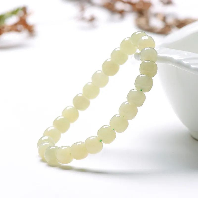 MARY WINDSOR Hetian Jade Bracelets Pale Greenish White Jade Unisex-5