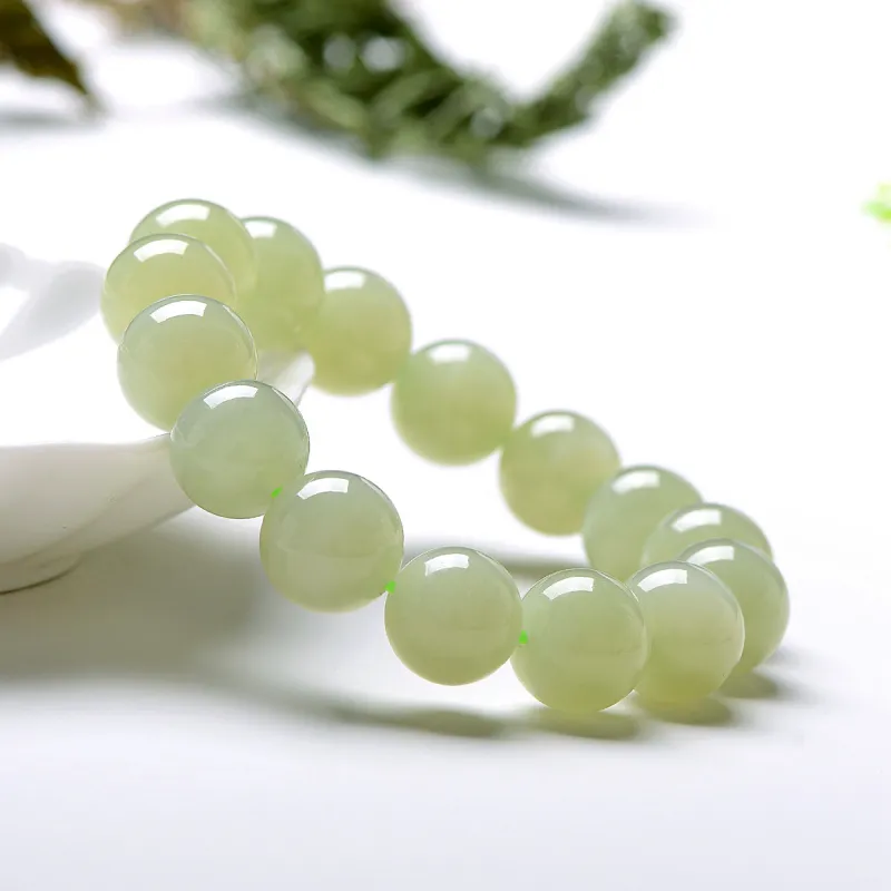 MARY WINDSOR Hetian Jade Bracelets Men's Pale Greenish White Jade-1