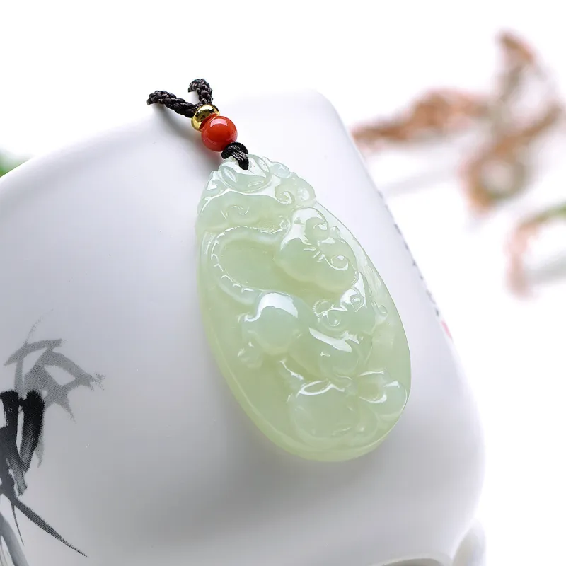 MARY WINDSOR Hetian Jade Pendants Pale Greenish White Jade Unisex-2