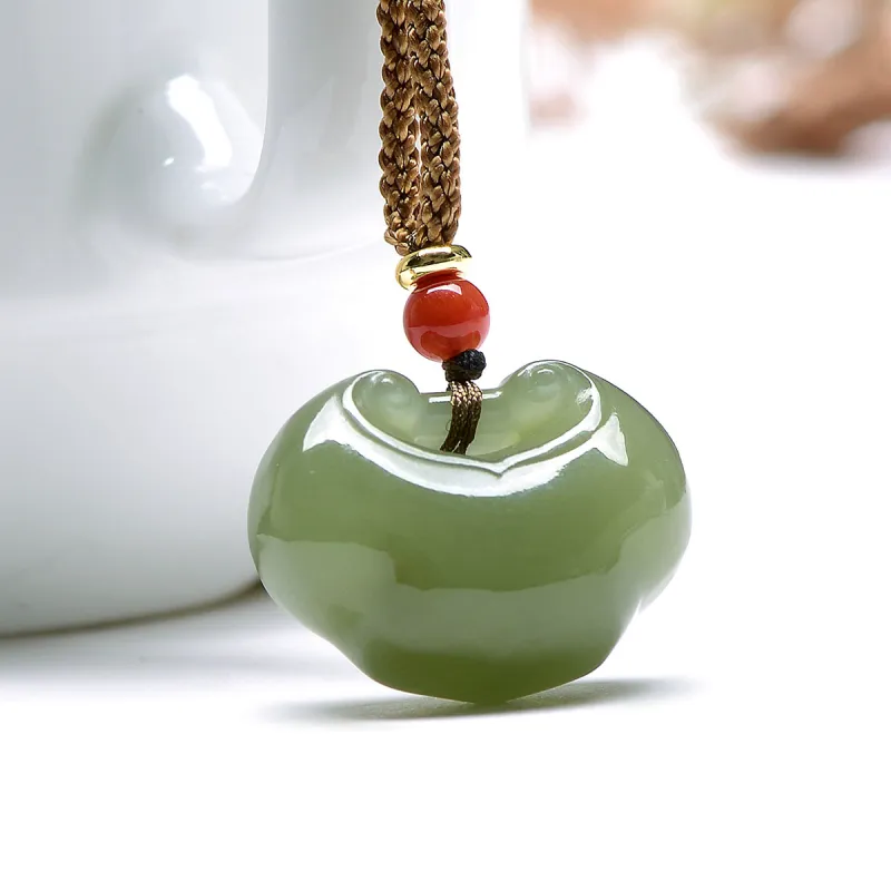 MARY WINDSOR Clear Water Green Hetian Jade Ruyi Lock Pale Greenish-White Jade Women's-4
