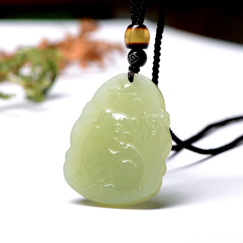 MARY WINDSOR Hetian Jade Chinese Zodiac Pendant Pale Greenish White Jade Unisex-2
