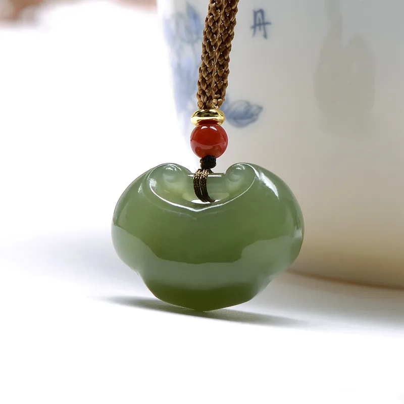 MARY WINDSOR Clear Water Green Hetian Jade Ruyi Lock Pale Greenish-White Jade Women's-1