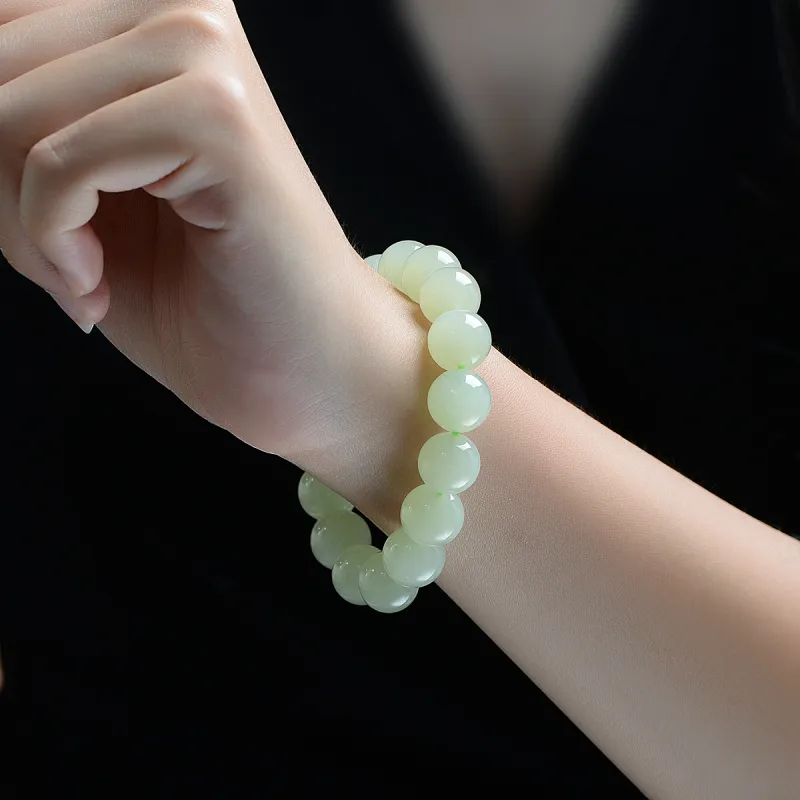 MARY WINDSOR Hetian Jade Bracelets Unisex Pale Greenish White Jade-6