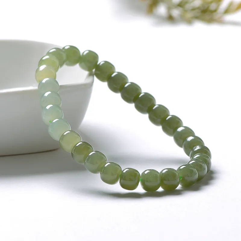 MARY WINDSOR Gradient Bracelet Pale Greenish White Jade Unisex-2