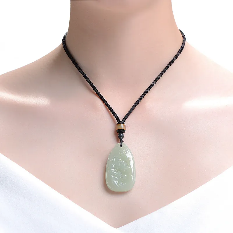 MARY WINDSOR Hetian Jade Necklaces Pale Greenish White Jade Unisex-2