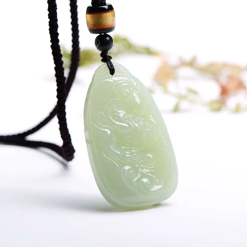 MARY WINDSOR Hetian Jade Necklaces Pale Greenish White Jade Unisex-3