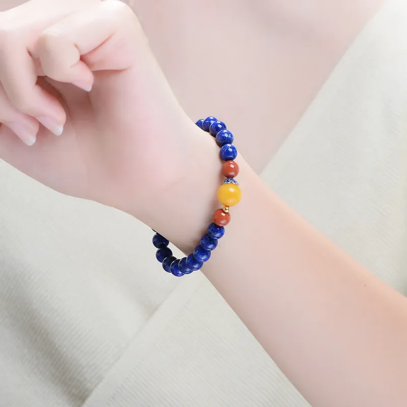 MARY WINDSOR Green Gold & Amber Beeswax Southern Red Agate Fine Jade Bracelets Women's-5