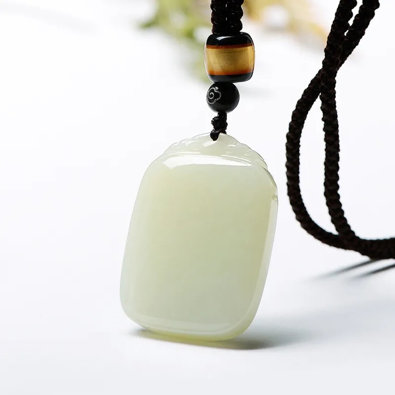 MARY WINDSOR Hetian Jade Double Sided Amulet Pendant Pale Greenish White Jade Unisex-4