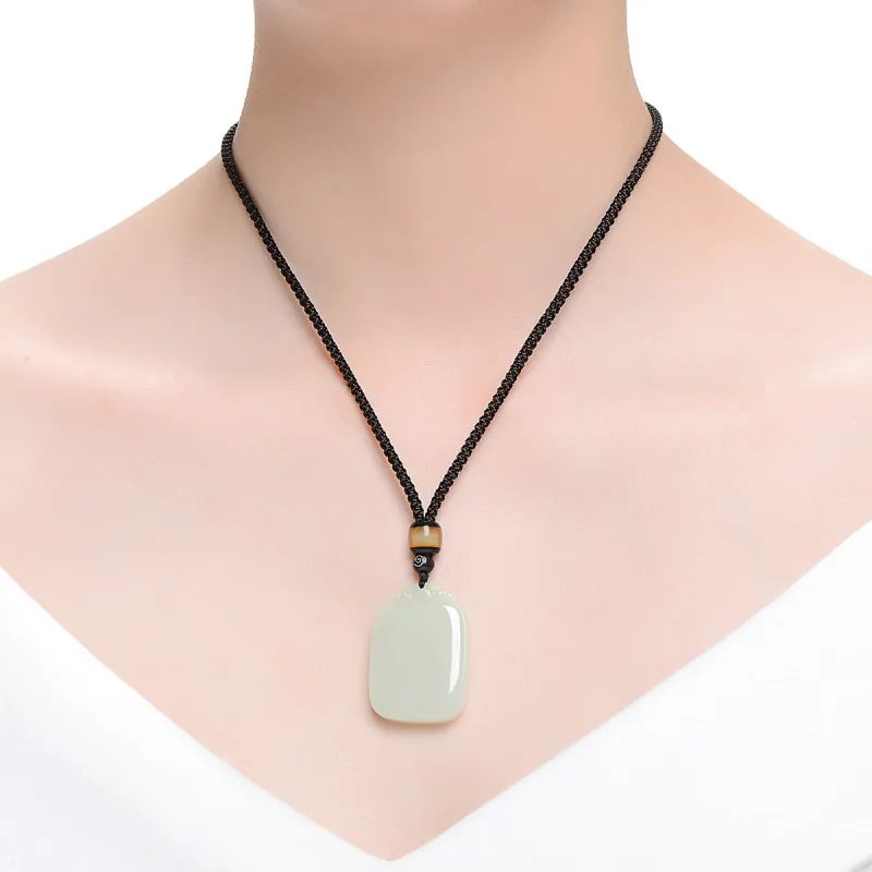 MARY WINDSOR Hetian Jade Double Sided Amulet Pendant Pale Greenish White Jade Unisex-3
