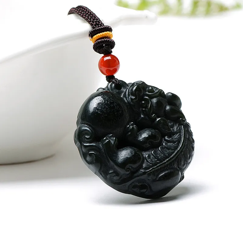 MARY WINDSOR Hetian Jade Chinese Auspicious Animal Pendant Green Jade Unisex-4