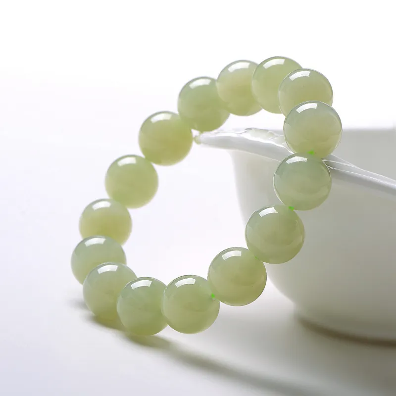 MARY WINDSOR Hetian Jade Bracelets Men's Pale Greenish White Jade-5