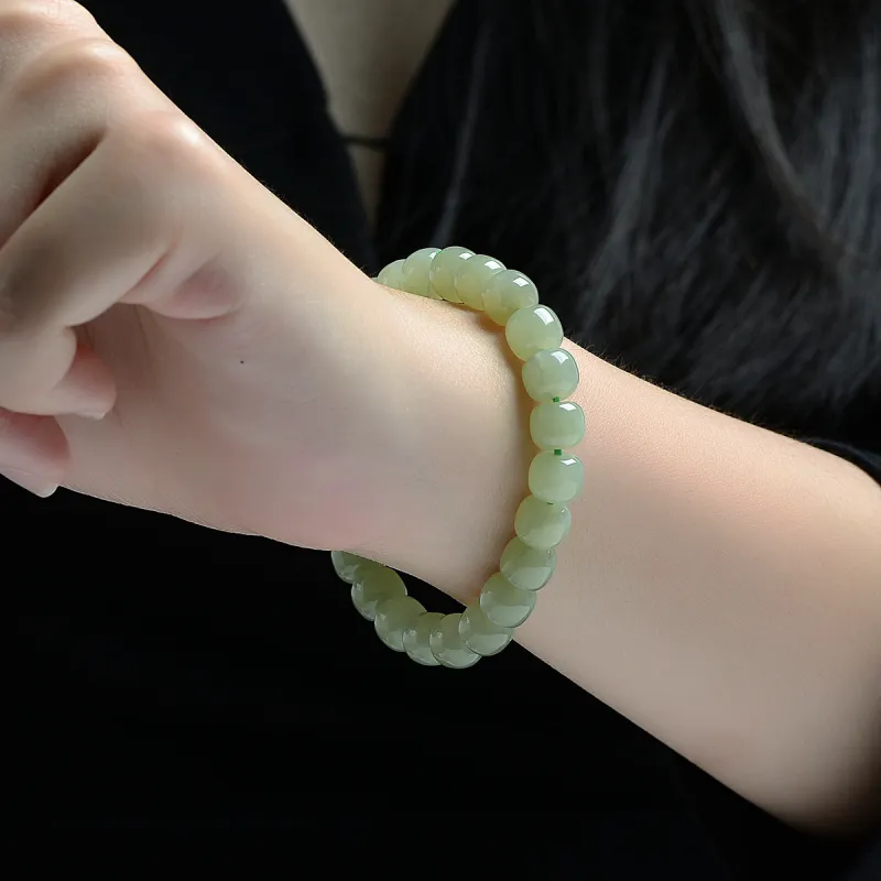 MARY WINDSOR Hetian Jade Bracelets Pale Greenish White Jade Unisex-3