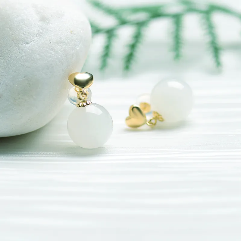MARY WINDSOR Heart Shaped Individual Fashion Earrings White Jade Women's-4