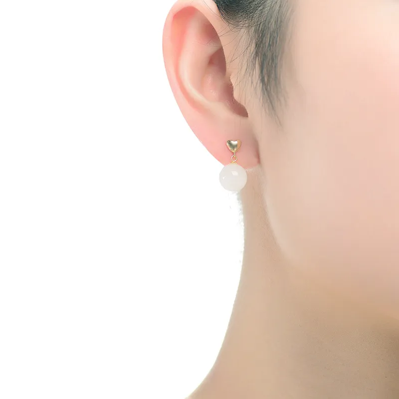MARY WINDSOR Heart Shaped Individual Fashion Earrings White Jade Women's-2