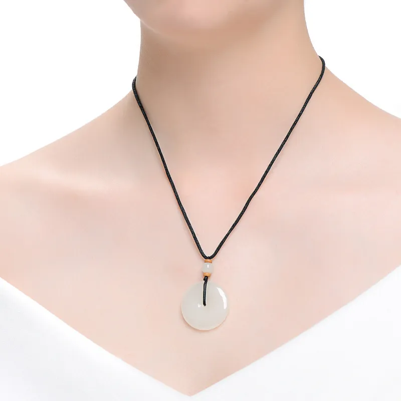 MARY WINDSOR Hetian Jade Peace Buckle Pendant Pale Greenish White Jade Unisex-2