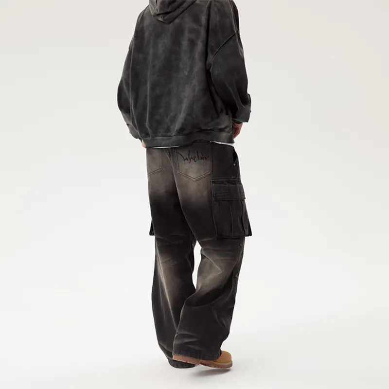 LOVE ME LATER American Vintage Multi Pocket Jeans Unisex Black-5