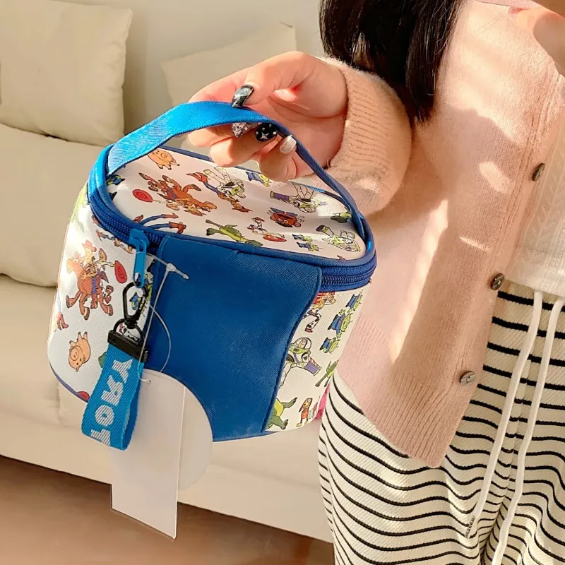 Disney Toy Story Collection Mickey Collection PVC Round Bucket Makeup Bag Portable Regular Unisex Gold/Pink/Blue-3