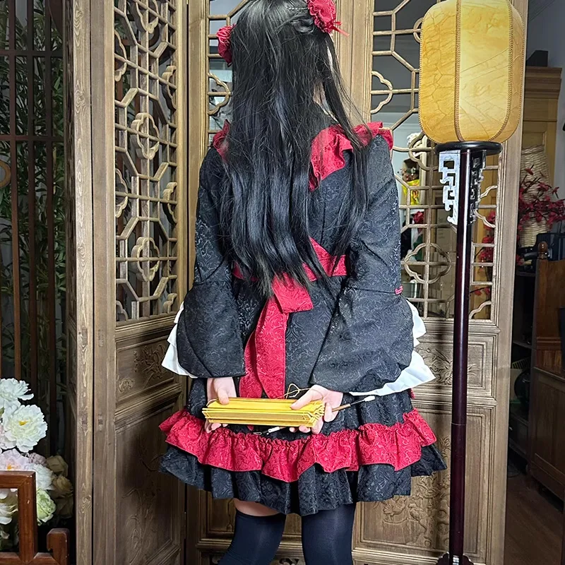 Shuhao Bai Lolita Dresses Women's Black Red With Press Stud-1