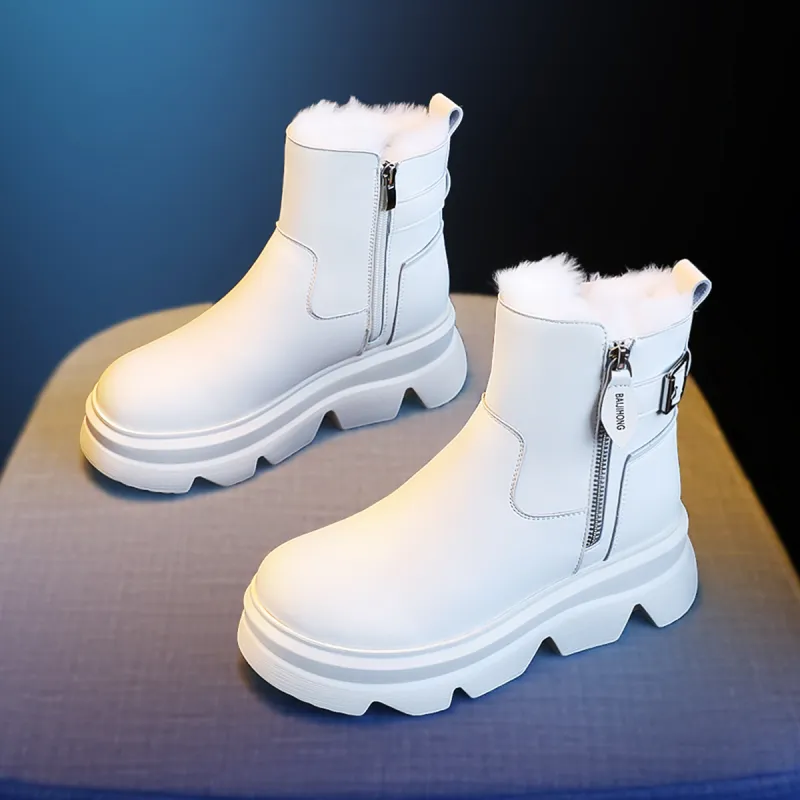 BAIJIHONG Thermal Height Increase Short Snow Boots Women's-3