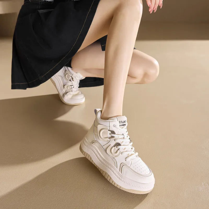 BAIJIHONG Thermal Abrasion Resistant Lightweight Slip Resistant High Top Casual Shoes 4cm Women's-2