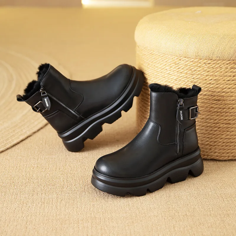 BAIJIHONG Thermal Height Increase Short Snow Boots Women's-14