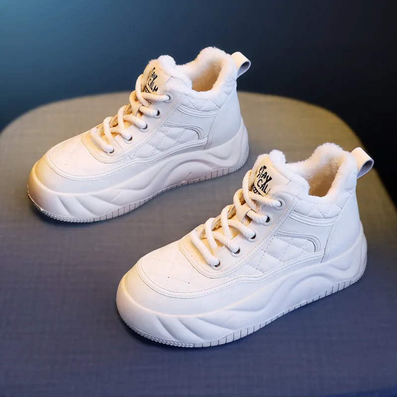 BAIJIHONG Thermal Height Increasing Abrasion Resistant Lightweight Slip Resistant Mid Top Skateboard Shoes 4cm Women's-1