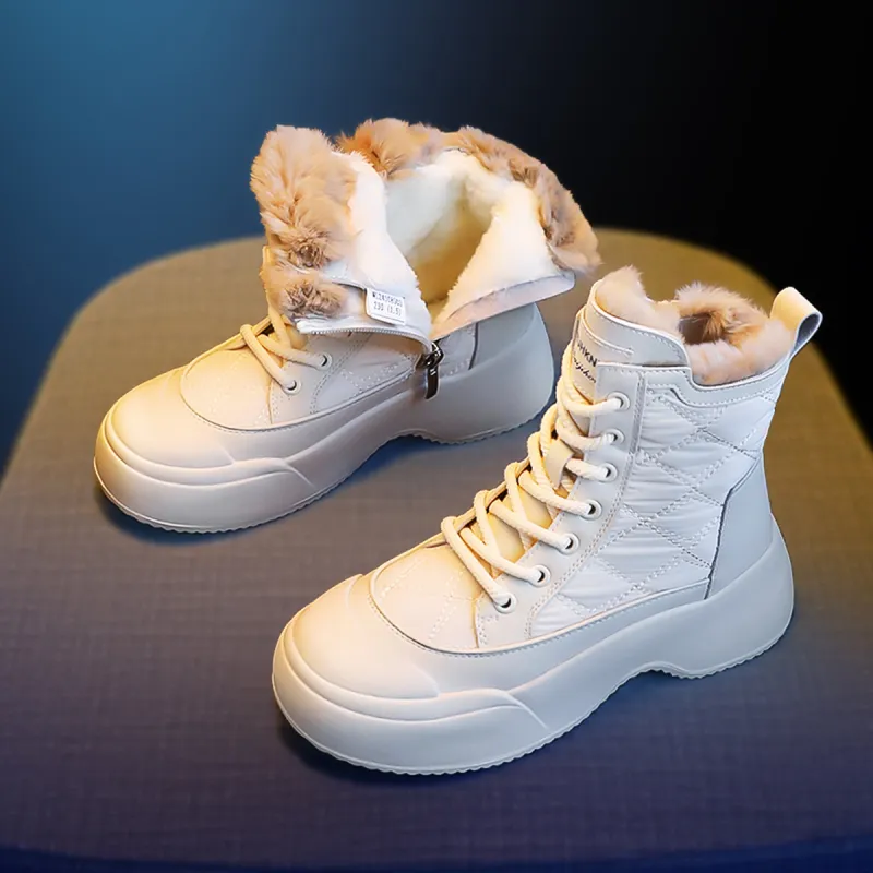 BAIJIHONG Height Increasing Slip Resistant Short Snow Boots Women's-1