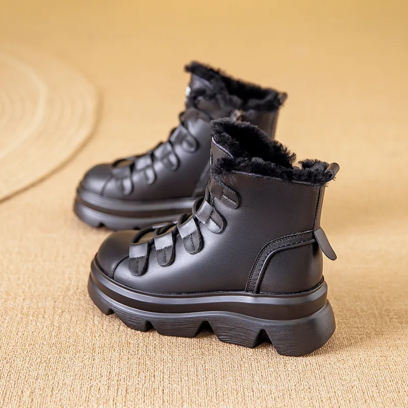 BAIJIHONG Thermal Height Increase Short Snow Boots Women's-8