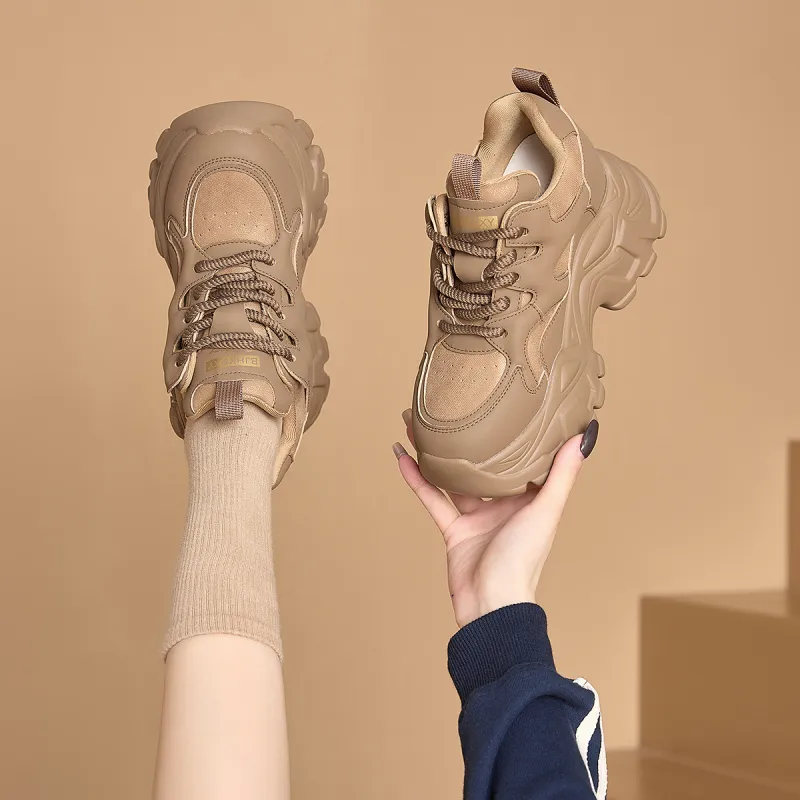 BAIJIHONG Slip Resistant, Abrasion Resistant, Lightweight, Height Increasing Low Top Chunky Sneakers 8cm Women's-9