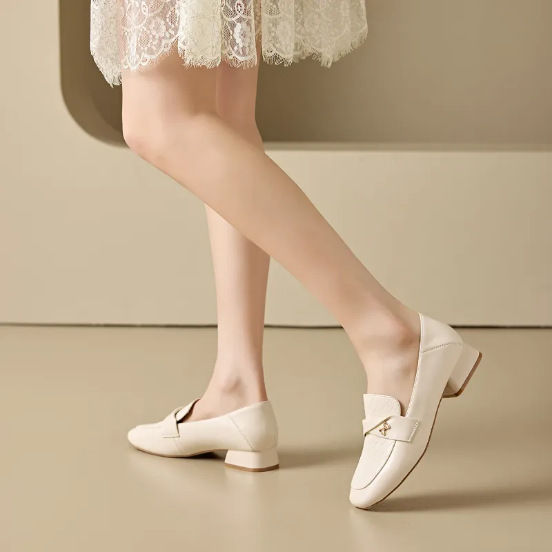 BAIJIHONG Loafers 3cm Women's Beige-3