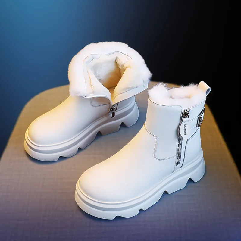 BAIJIHONG Thermal Height Increase Short Snow Boots Women's-2