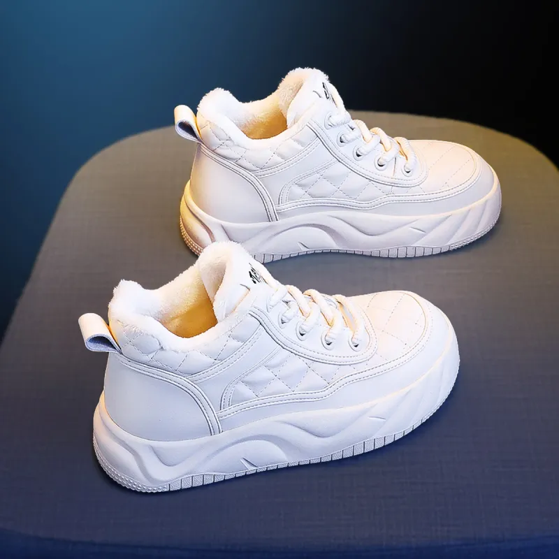 BAIJIHONG Thermal Height Increasing Abrasion Resistant Lightweight Slip Resistant Mid Top Skateboard Shoes 4cm Women's-2