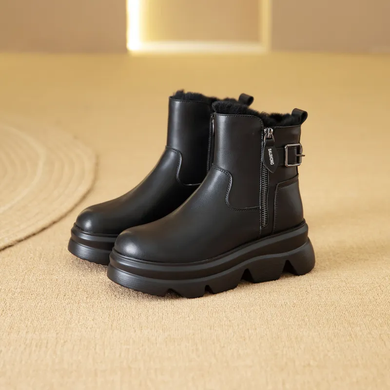 BAIJIHONG Thermal Height Increase Short Snow Boots Women's-11
