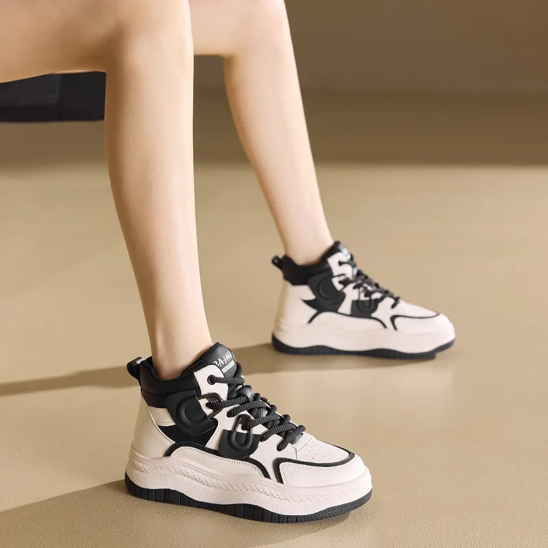 BAIJIHONG Thermal Abrasion Resistant Lightweight Slip Resistant High Top Casual Shoes 4cm Women's-15