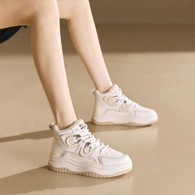 BAIJIHONG Thermal Abrasion Resistant Lightweight Slip Resistant High Top Casual Shoes 4cm Women's-5