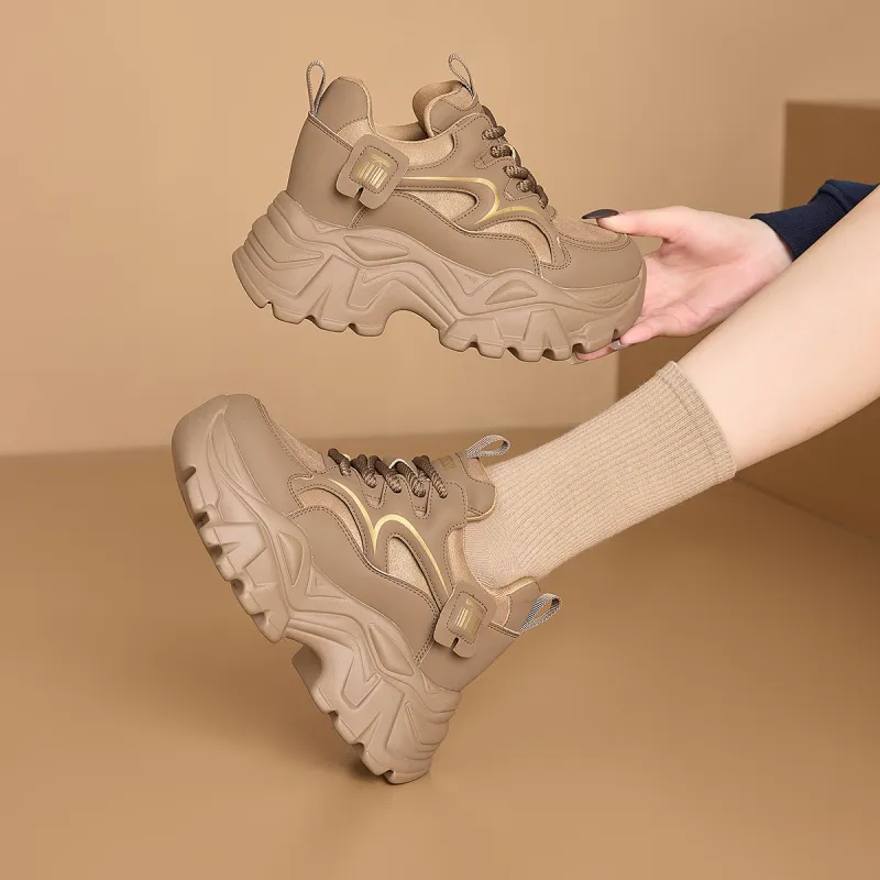 BAIJIHONG Slip Resistant, Abrasion Resistant, Lightweight, Height Increasing Low Top Chunky Sneakers 8cm Women's-7