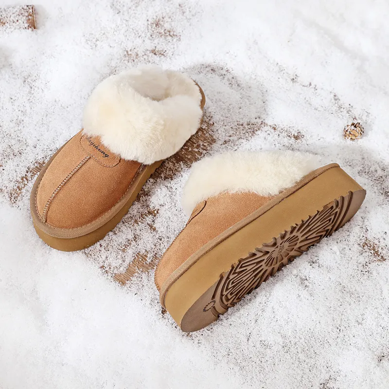 BAIJIHONG Slip Resistant Closed Toe Slippers Women's Camel-3