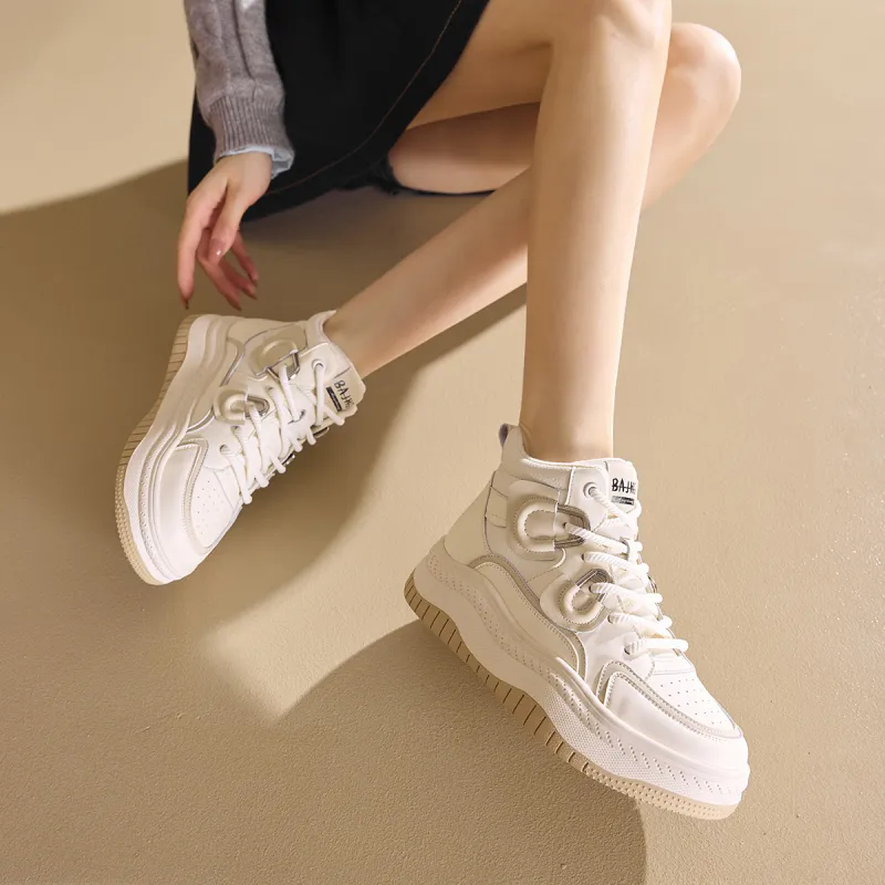 BAIJIHONG Thermal Abrasion Resistant Lightweight Slip Resistant High Top Casual Shoes 4cm Women's-1