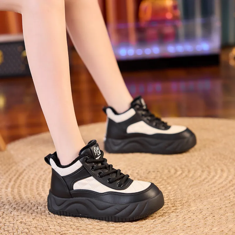 BAIJIHONG Thermal Height Increasing Abrasion Resistant Lightweight Slip Resistant Mid Top Skateboard Shoes 4cm Women's-11