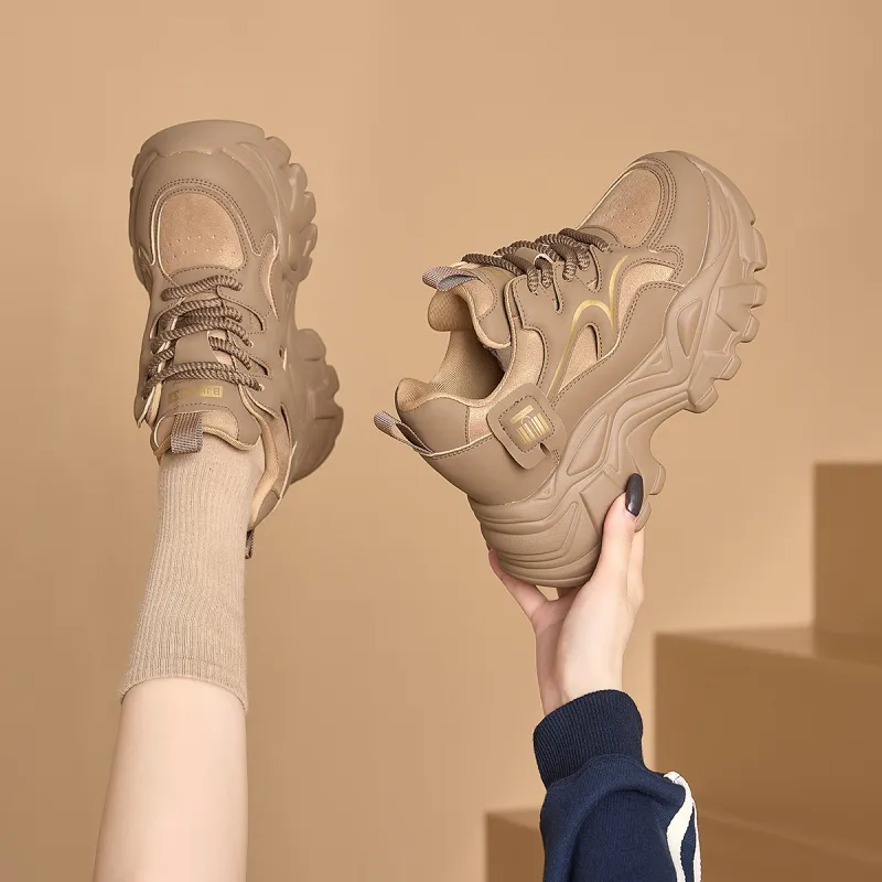 BAIJIHONG Slip Resistant, Abrasion Resistant, Lightweight, Height Increasing Low Top Chunky Sneakers 8cm Women's-10