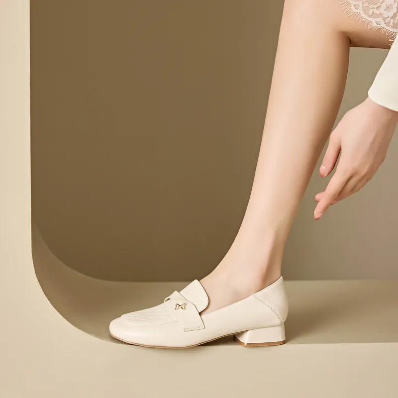 BAIJIHONG Loafers 3cm Women's Beige-9