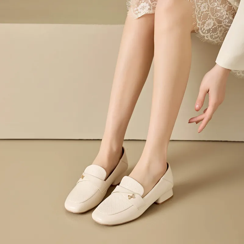 BAIJIHONG Loafers 3cm Women's Beige-6