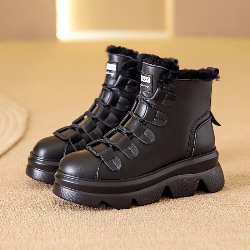 BAIJIHONG Thermal Height Increase Short Snow Boots Women's-11
