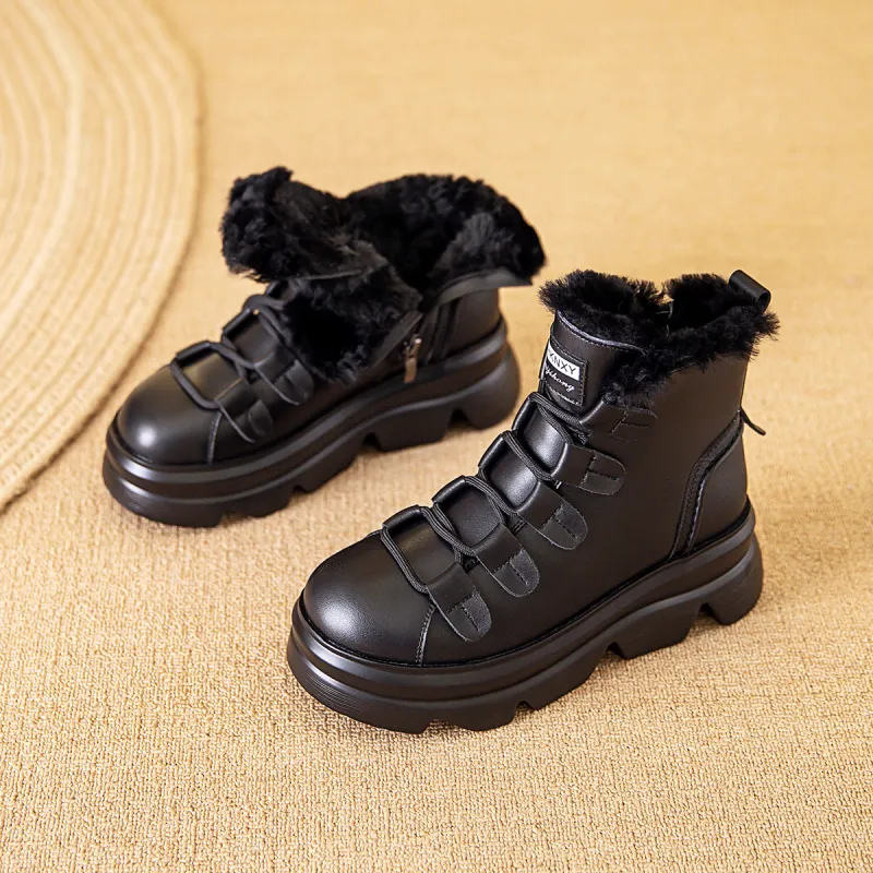 BAIJIHONG Thermal Height Increase Short Snow Boots Women's-7